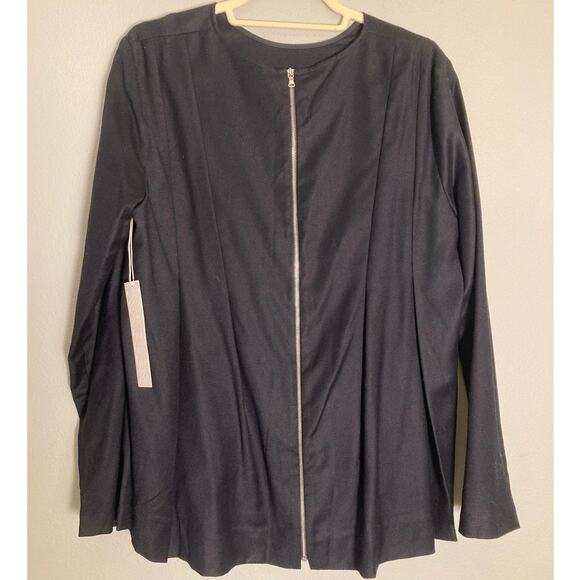 KAELEN Navy Blouse Pleated Perfection Wool Tucked Top Maternity ~ Sz M ~ NWT - Picture 4 of 9